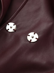 Lapel Faux Leather Belted Jacket