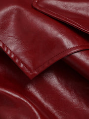 Belted Faux Leather Long Trench Coat