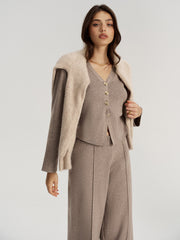 Metal Button V-Neck Knit Cardigan