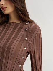 Side Button Knit Top and Midi Skirt Set