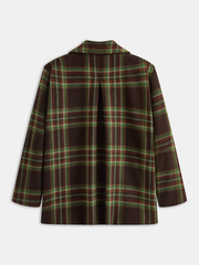 Collared Plaid Button-Front Coat