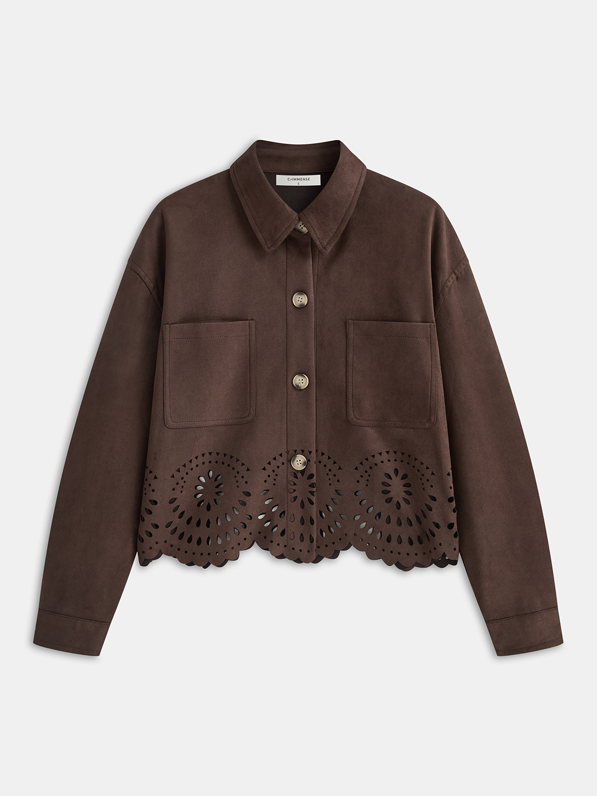 Hollow Hem Suede Effect Jacket