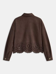 Hollow Hem Suede Effect Jacket
