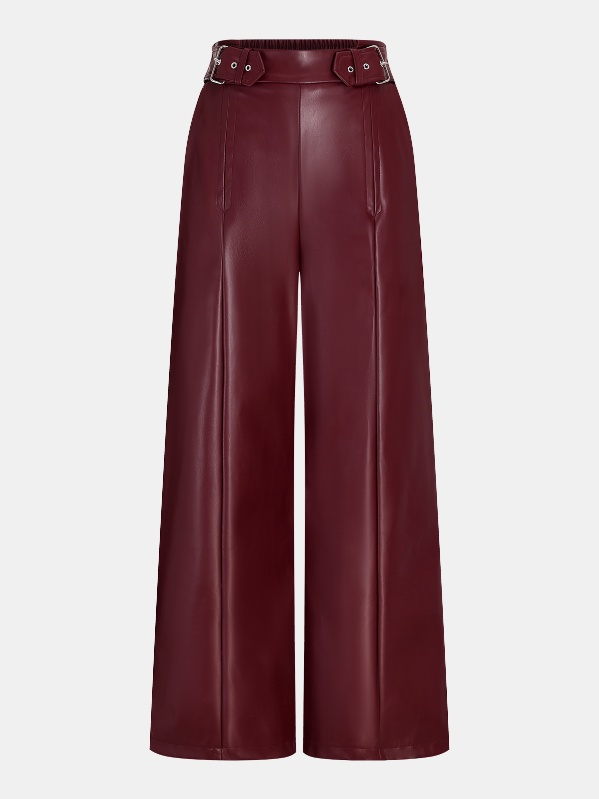 High-Waist Faux Leather Straight-Leg Pants