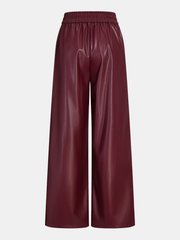 High-Waist Faux Leather Straight-Leg Pants