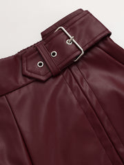 High-Waist Faux Leather Straight-Leg Pants