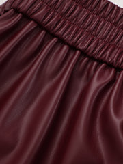 High-Waist Faux Leather Straight-Leg Pants