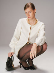 Pearl Trim Knit Cardigan