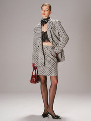 Polka Dot Double-Breasted Blazer