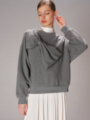 Oversized Bow Detail Crew Neck Sweatshirt