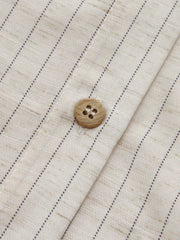 Balloon Sleeve Pinstripe Belted Shirt