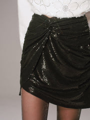 Sequined Ruched Mini Skirts