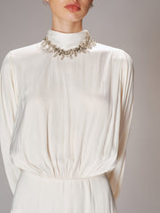 High Neck Long-Sleeve Maxi Dress