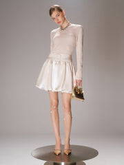 Satin Effect Panel Textured Mini Dress