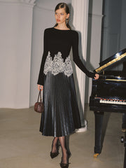 PU Pleated Midi Skirt