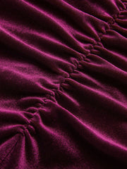 Velvet Ruched Long-Sleeve Bodysuit